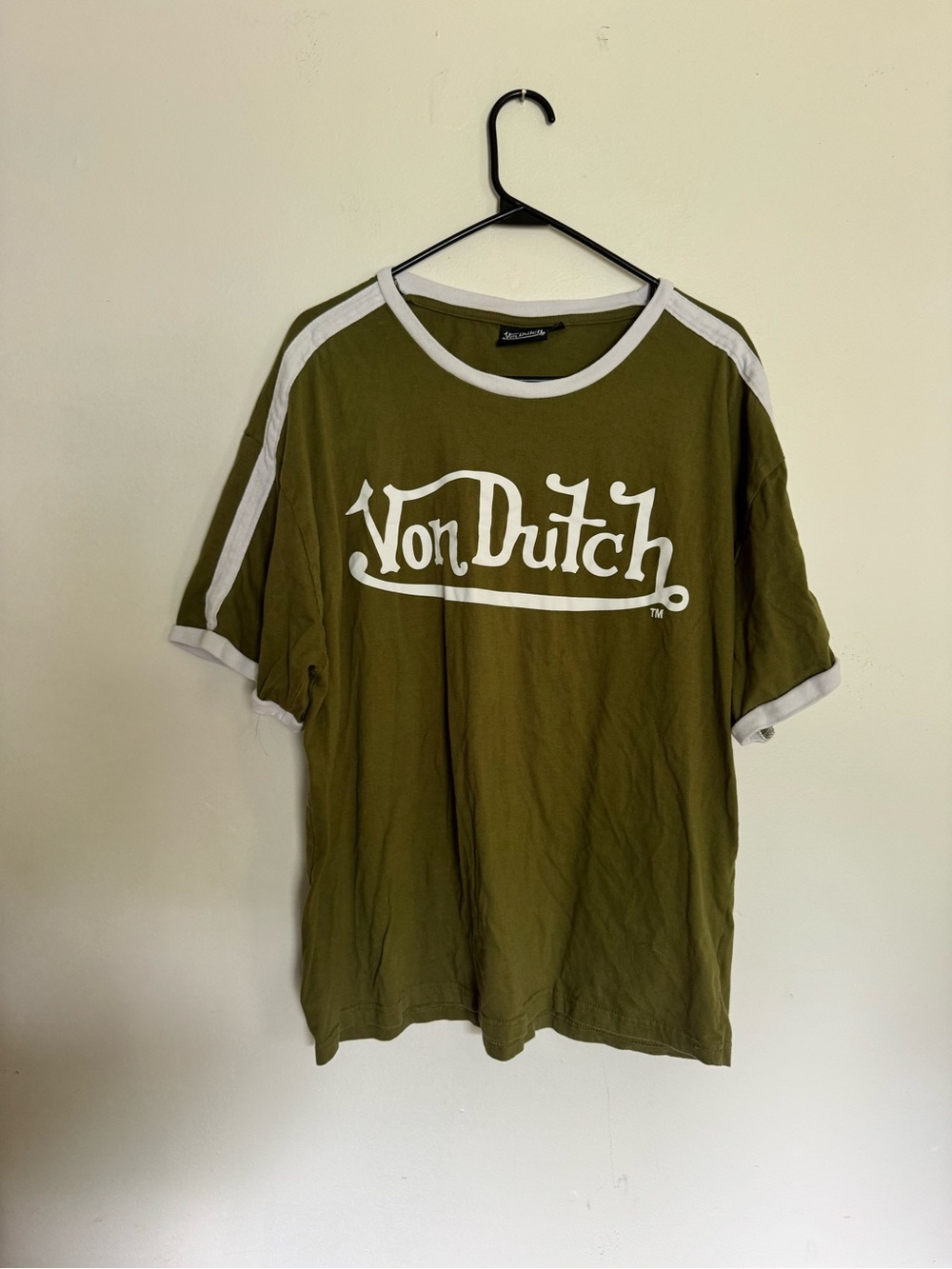 Von Dutch Olive Green Tee with White Logo